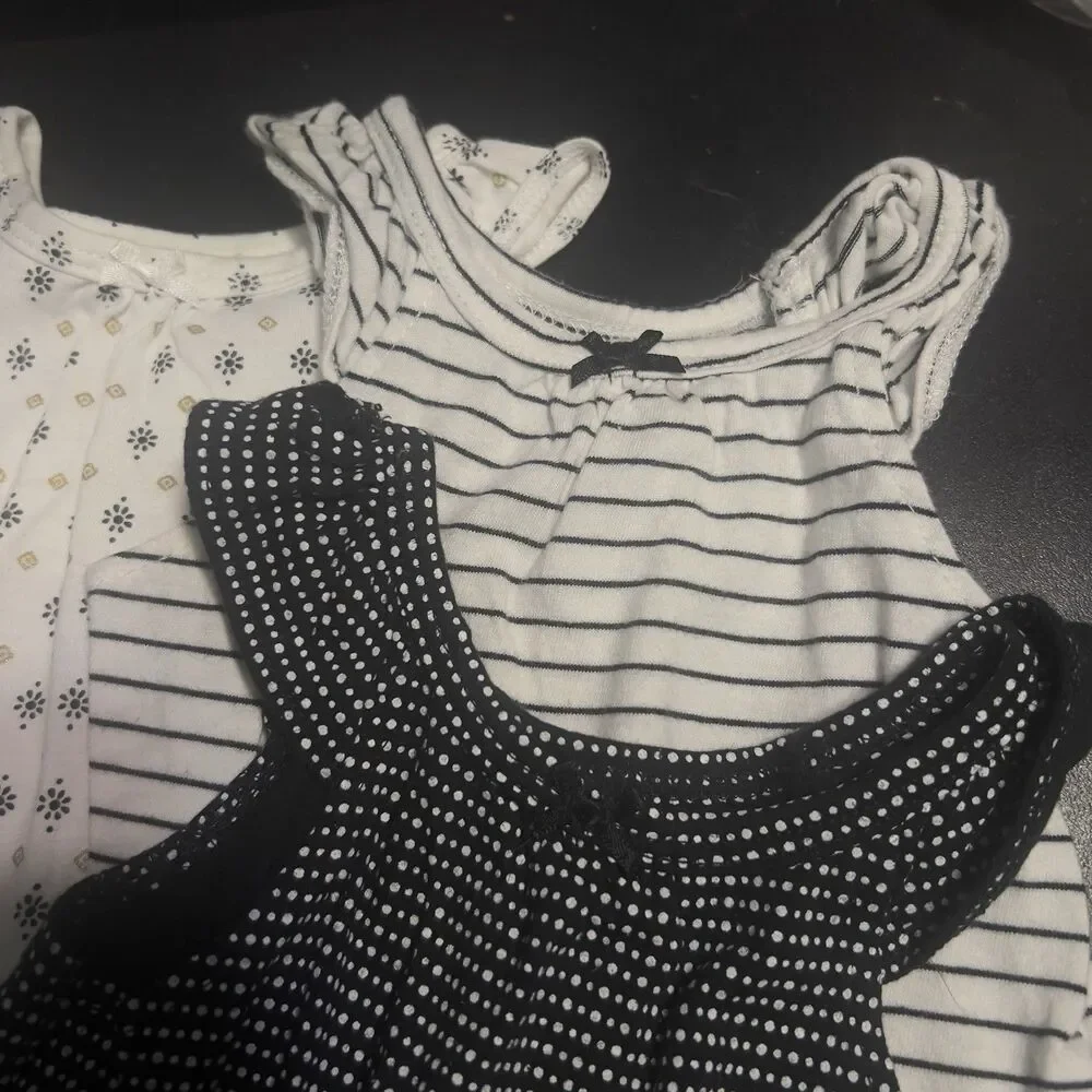 NEW Carters 5pc Set -Newborn-3m Baby Girl Dressy Romper Polkadots Stripes